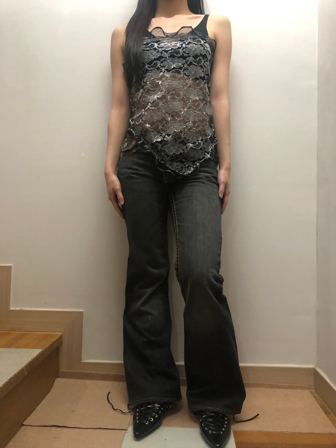 빈티지 트루릴리젼 블랙 데님 워싱 팬츠 상품이미지7