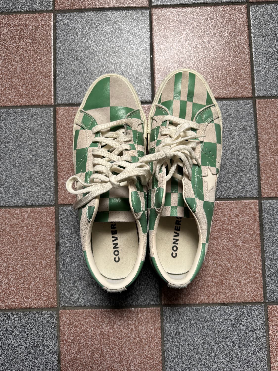 컨버스 원스타 로우 블록 화이트 미디움 그린 스니커즈 상품이미지4