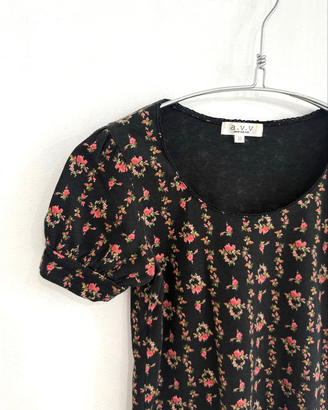 Black Antique Floral Pattern Short Top 상품이미지9