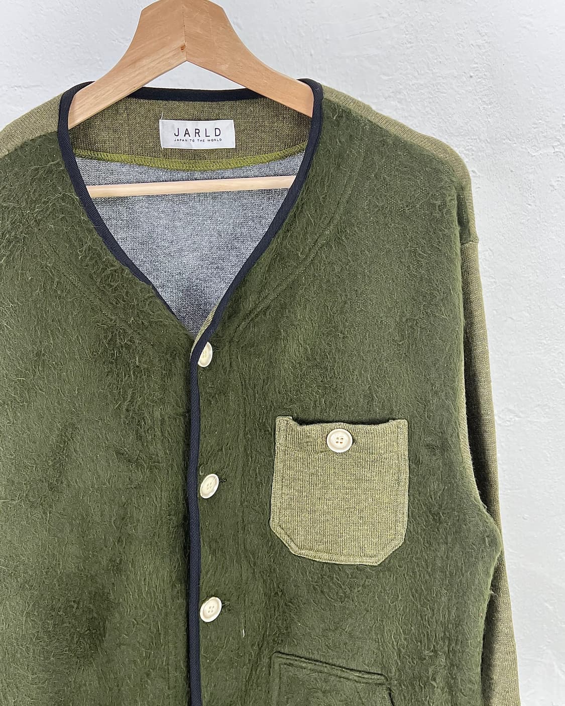 자알드 아마존 그린 라운드 버튼 업 패치 포켓 플리스 가디건 자켓 상품이미지3