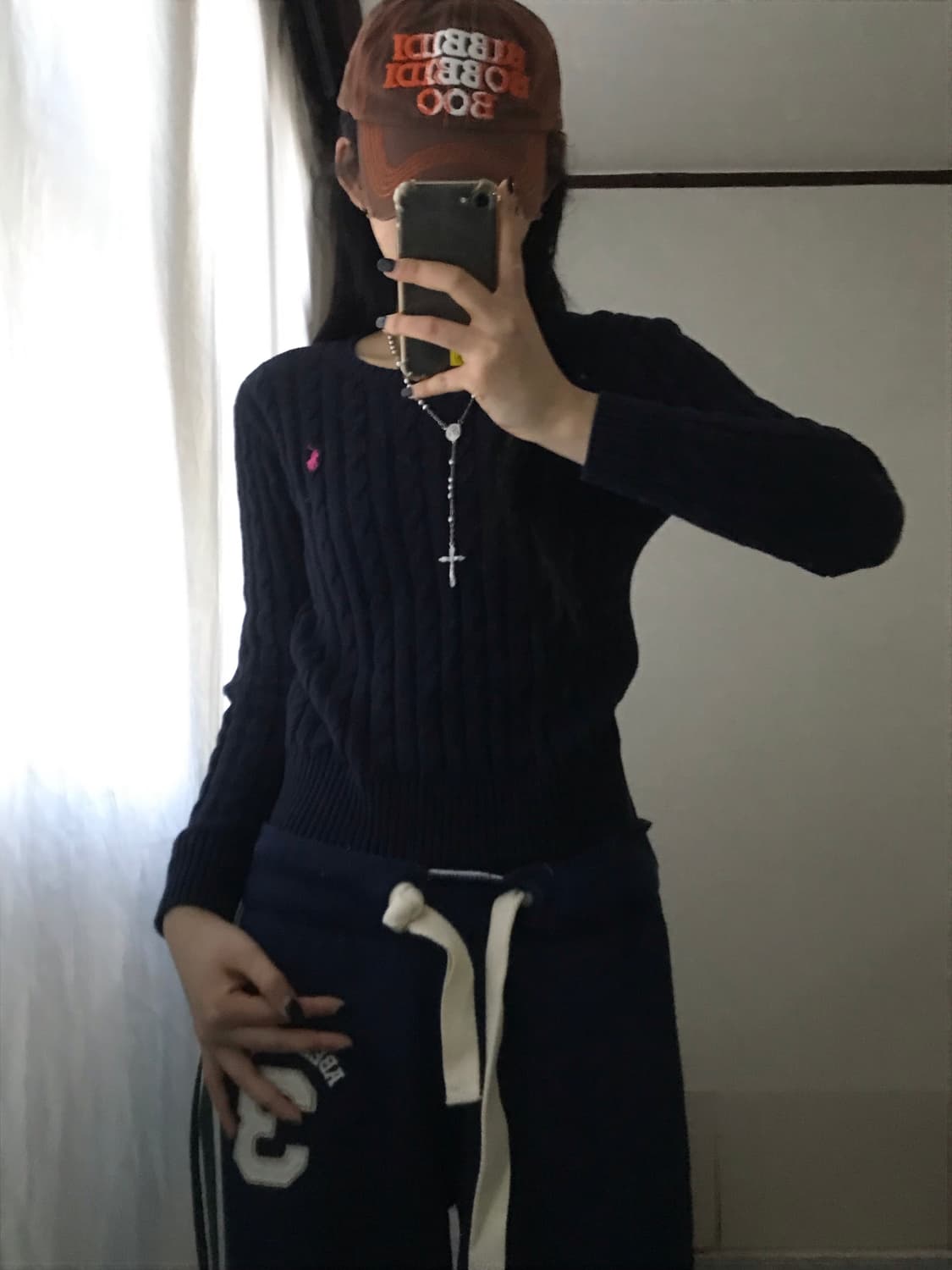 폴로 네이비 케이블 니트 상품이미지1