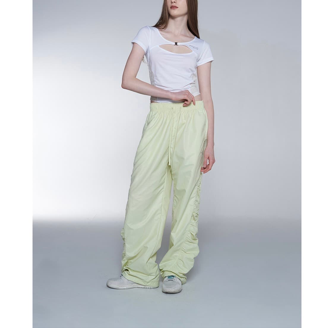 셋업이엑스이 사이드 셔링 패널 팬츠 라임 상품이미지2