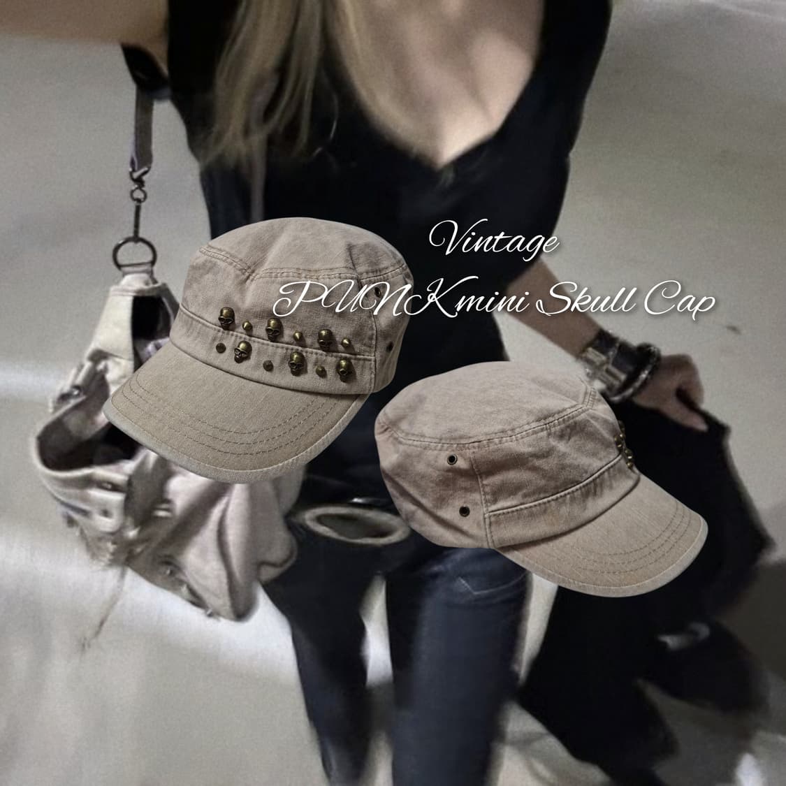 Vintage PUNK mini Skull Cap 상품이미지1