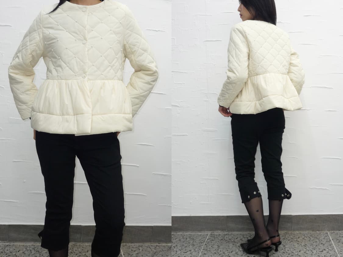 white quilted flare jumper 상품이미지1