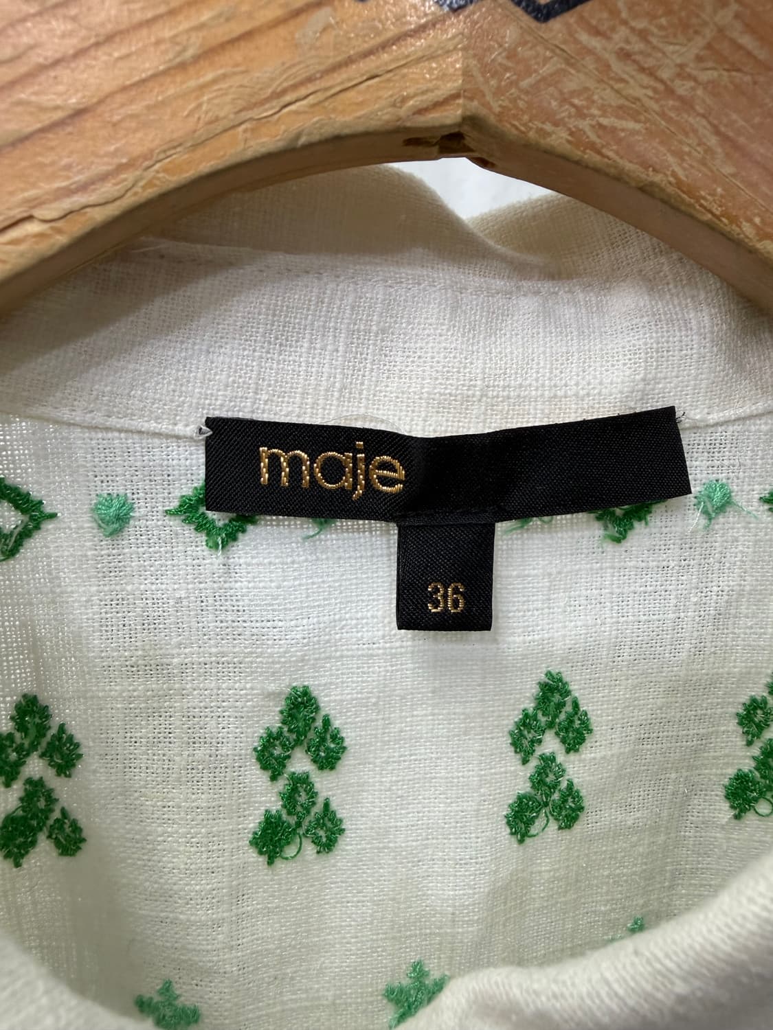 정품) maje 마쥬 그린 패턴 반팔 원피스 36 상품이미지6