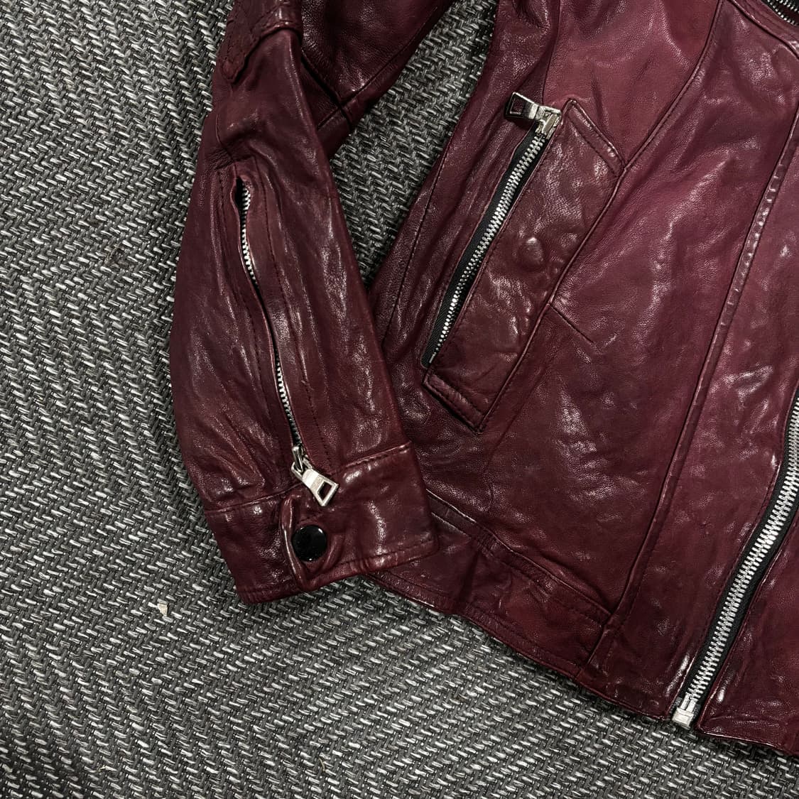 급처 이태리 슬림 크로스 베지터블 램스킨 자켓 버건디 상품이미지7