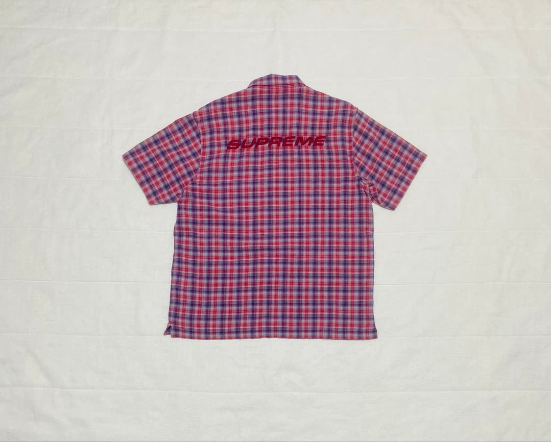 (M)슈프림 22SS 플레이드 S/S 탑 퍼플 상품이미지3