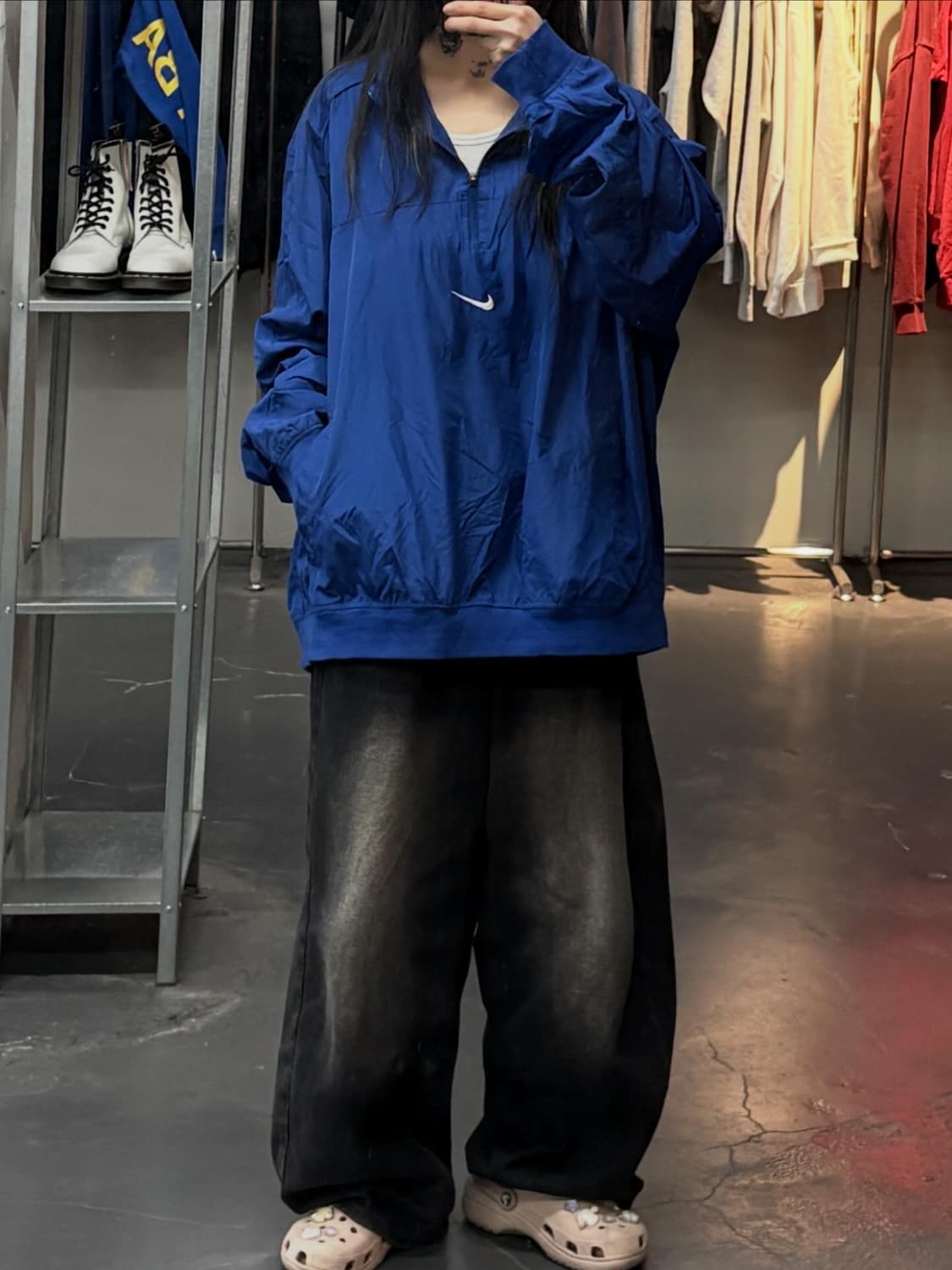 나이키 스우시 아노락 블루 반집업 자켓A3706 상품이미지1