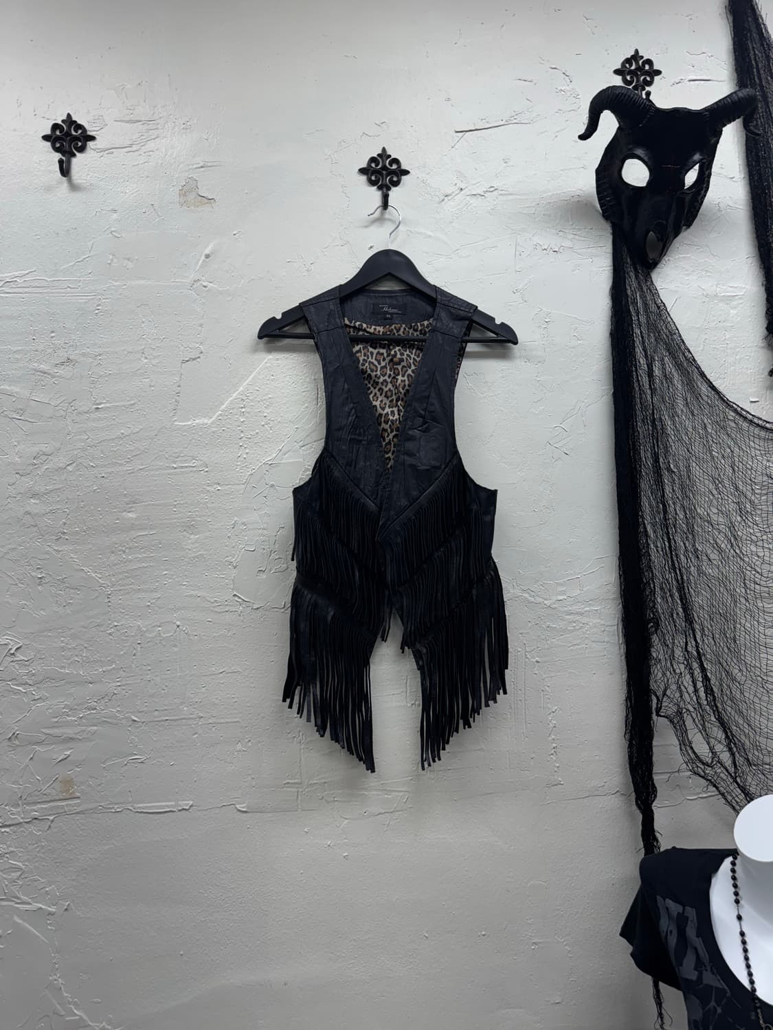 Unknown fringe leather western vest 상품이미지2