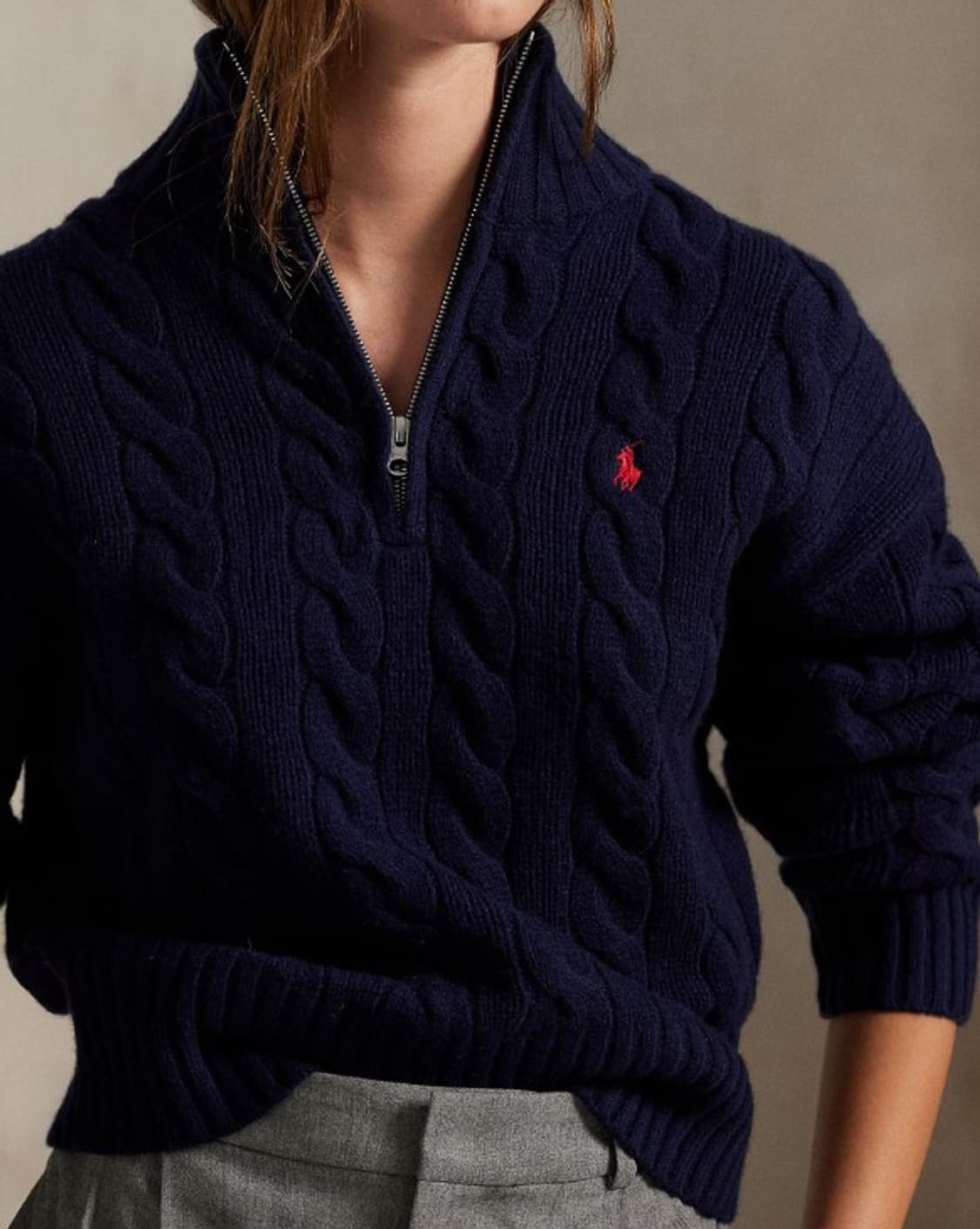 정품/새상품 폴로여성케이블니트하프집업네이비스웨터 상품이미지2