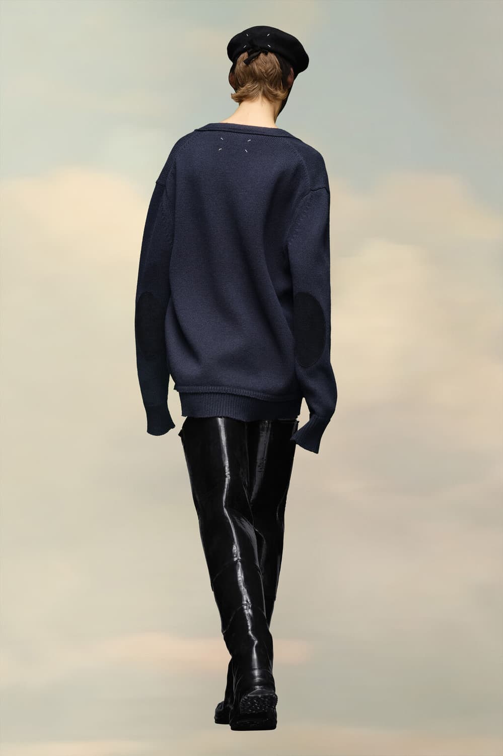 메종 마르지엘라 엘보우 패치 가디건 네이비 상품이미지3