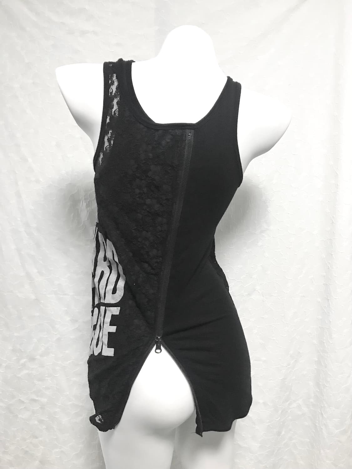 빈티지 펑크 사선 지퍼 레이어드 슬리브리스 탑 상품이미지5