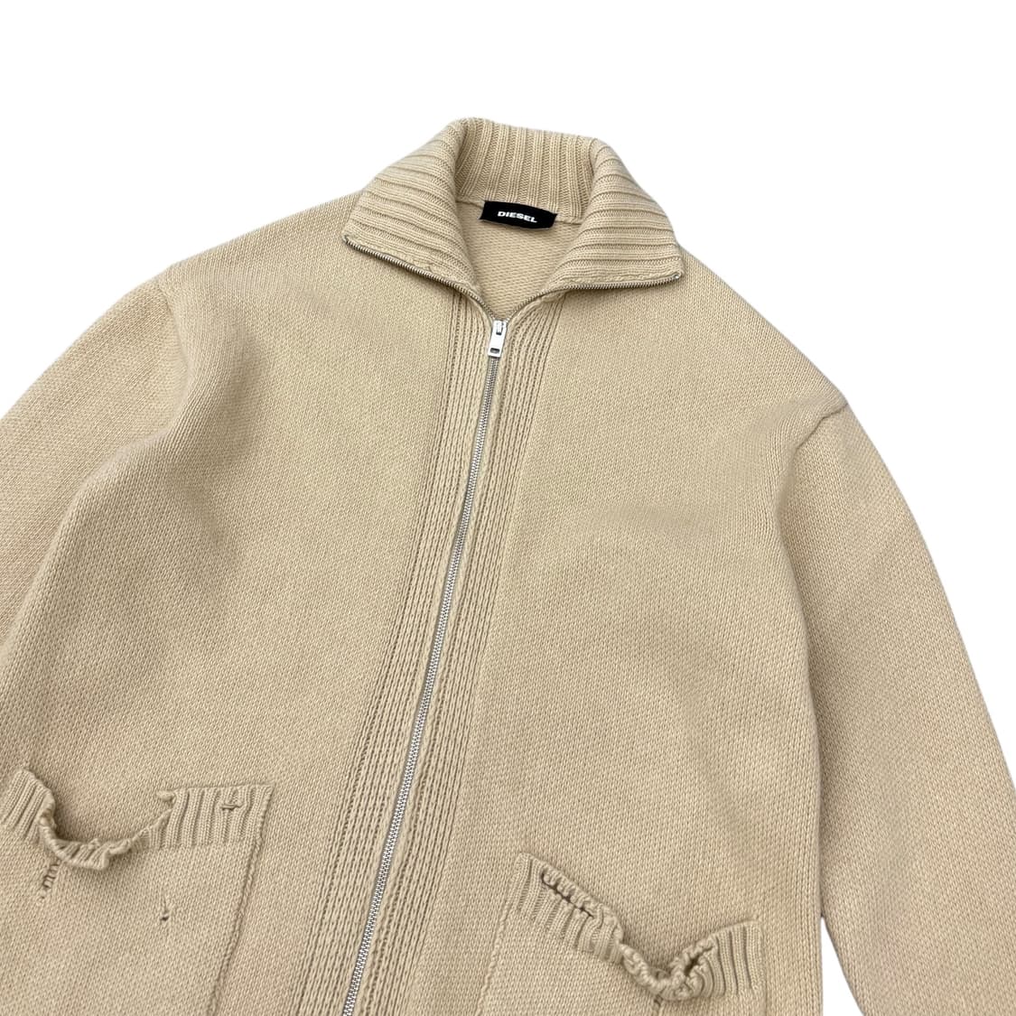 디젤 오버사이즈 그런지 데미지 롱 니트집업 상품이미지3