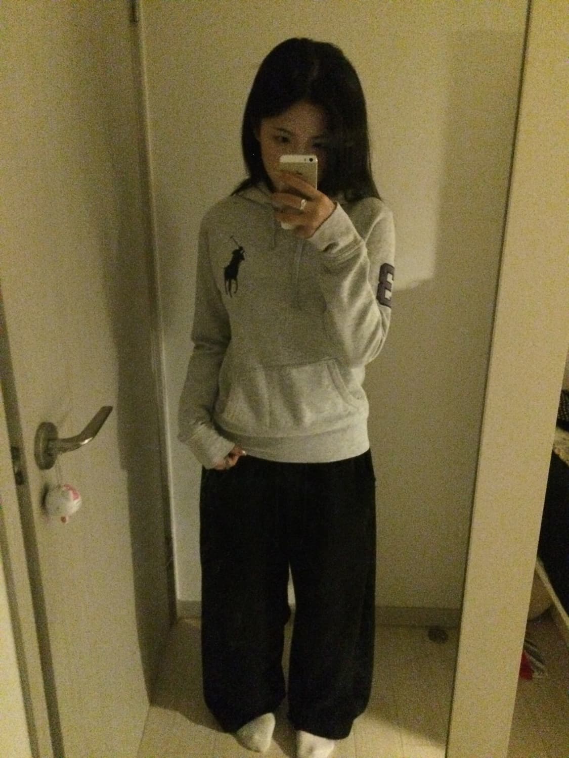 폴로 빅포니 그레이 후드티 xs 상품이미지6