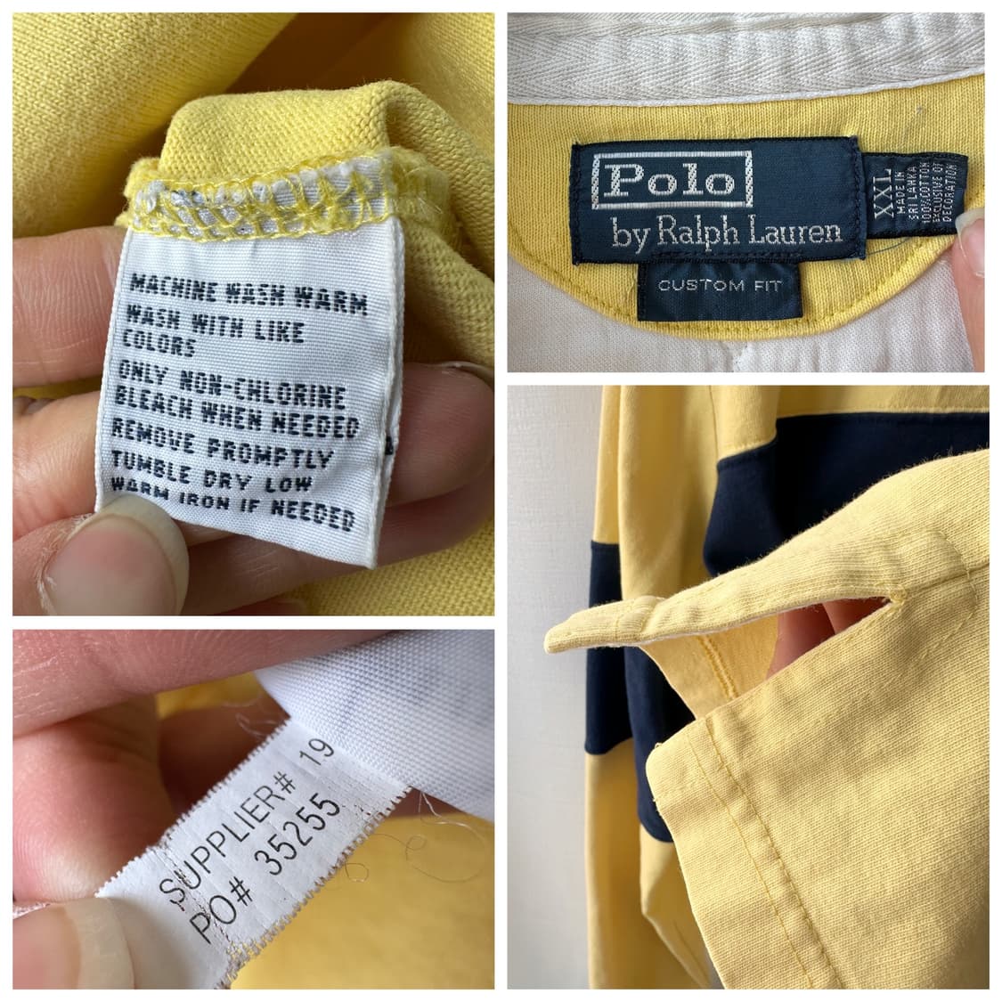 폴로 랄프로렌 럭비 카라티 옐로우 네이비 커스텀핏 XXL 상품이미지10