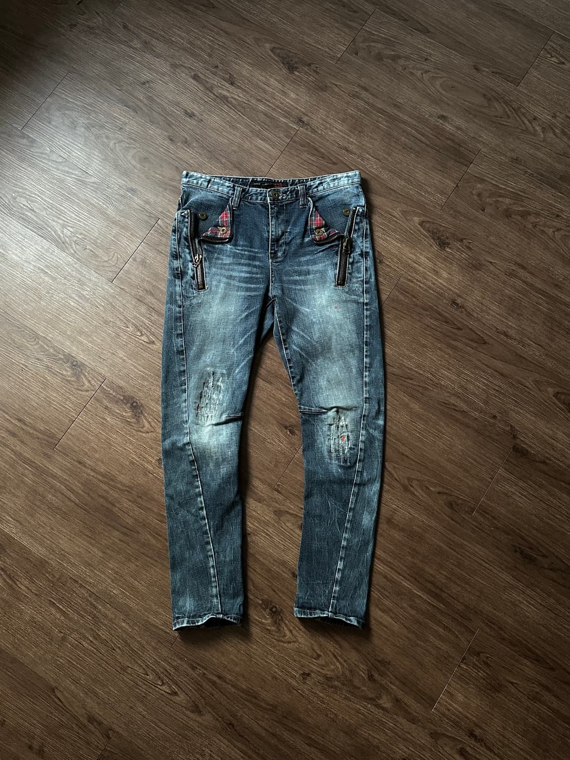 ILDT 체크 & 스크래치 바이커 진 상품이미지8