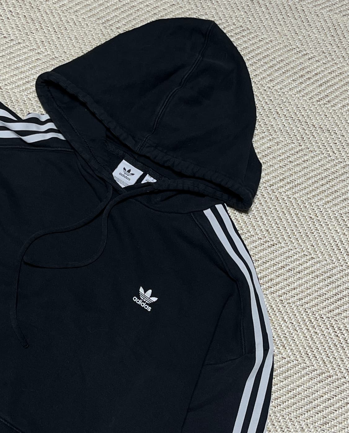 아디다스 오버핏 크롭 삼선 후드티셔츠 후드티 S 상품이미지6