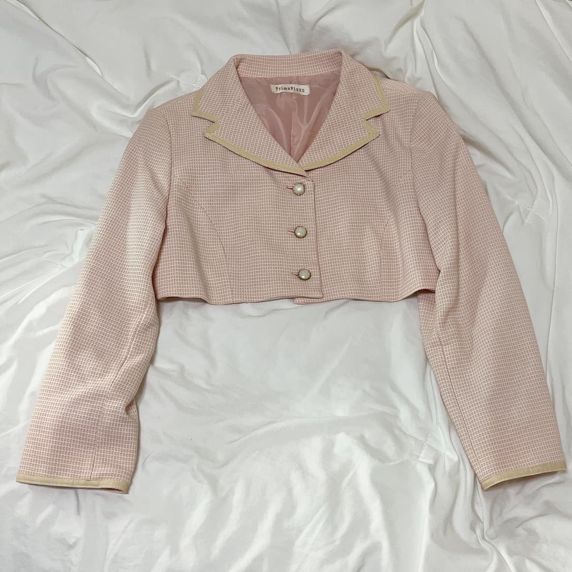 빈티지 ) 핑크와플 크롭자켓 상품이미지2