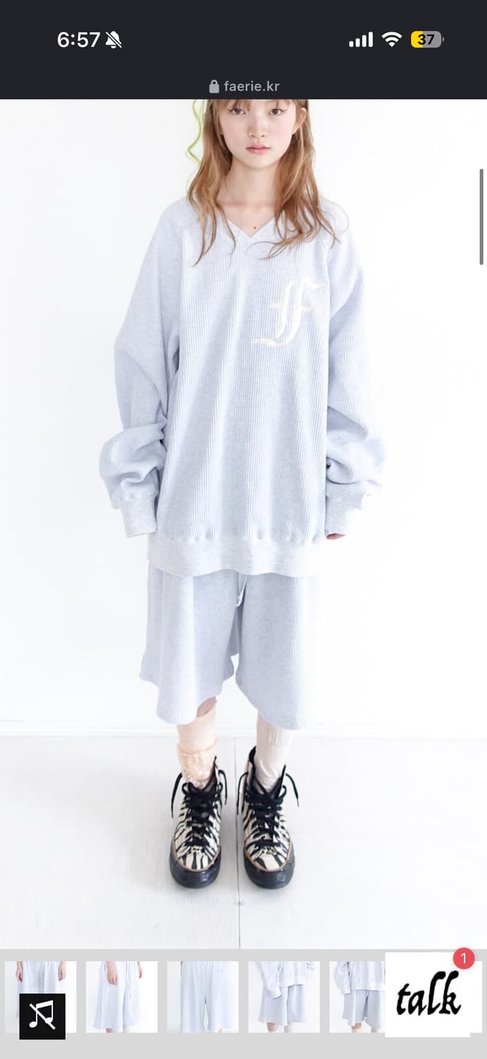 샵페어리 와플 버뮤다 팬츠 (멜란지그레이) 상품이미지2