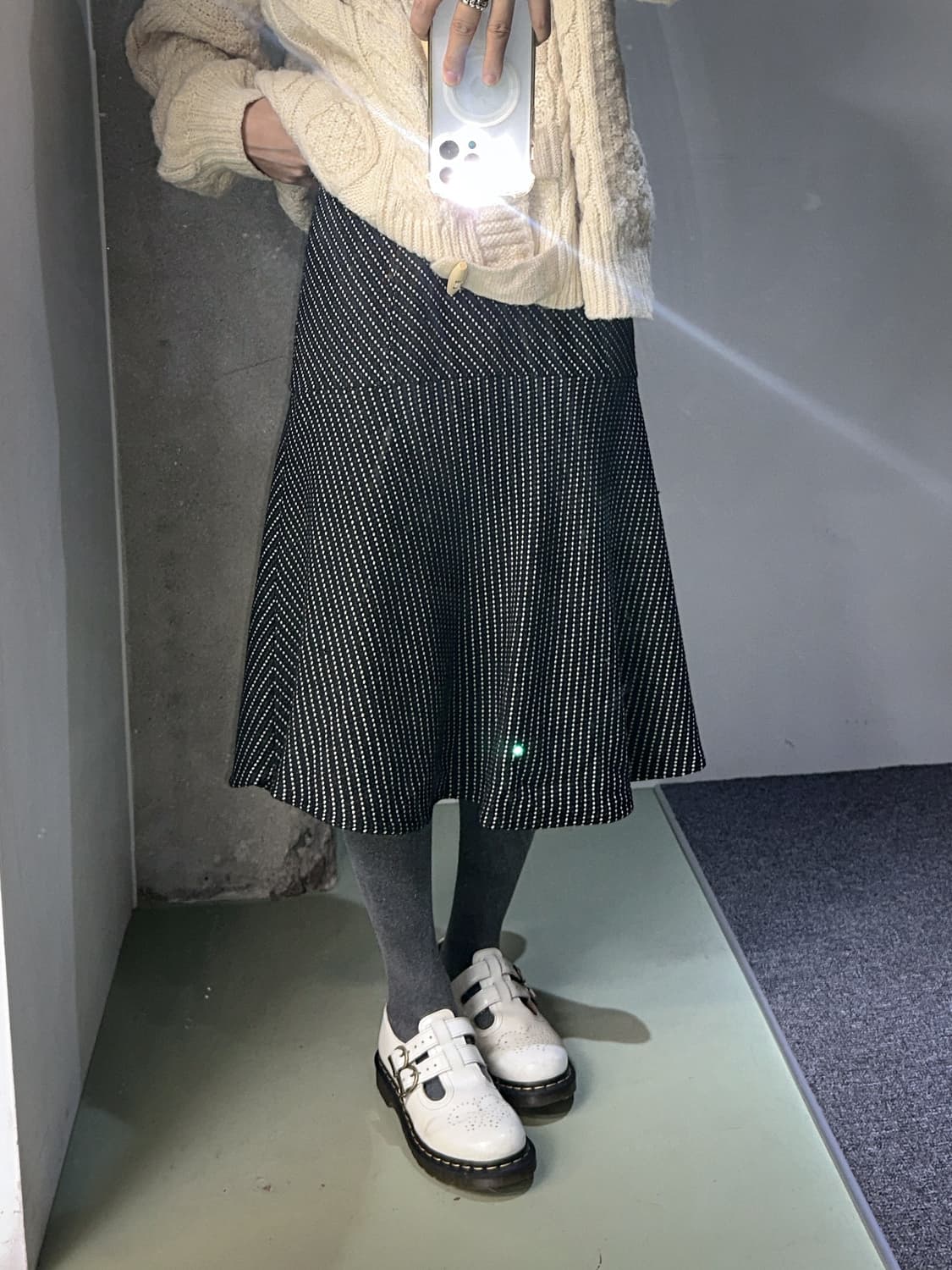 dot stripes midi wool skirt 상품이미지5