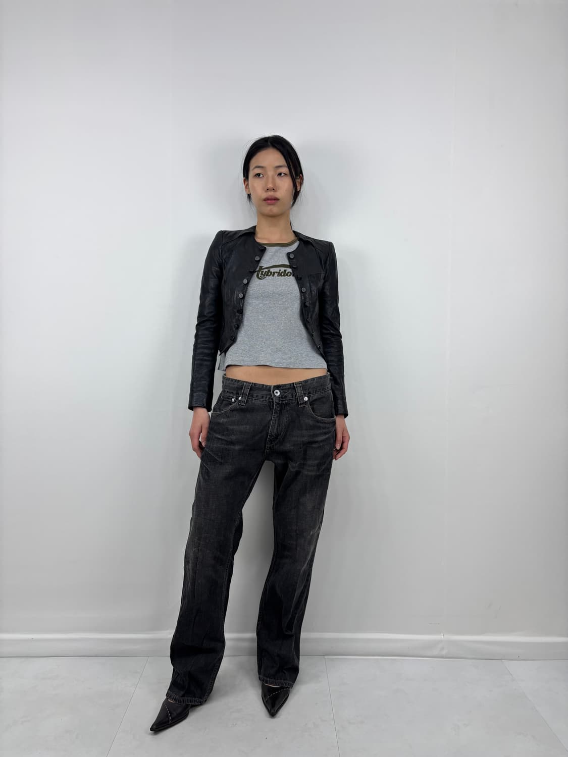 LAMBSKIN BUTTON DETAIL CROP JACKET 상품이미지4