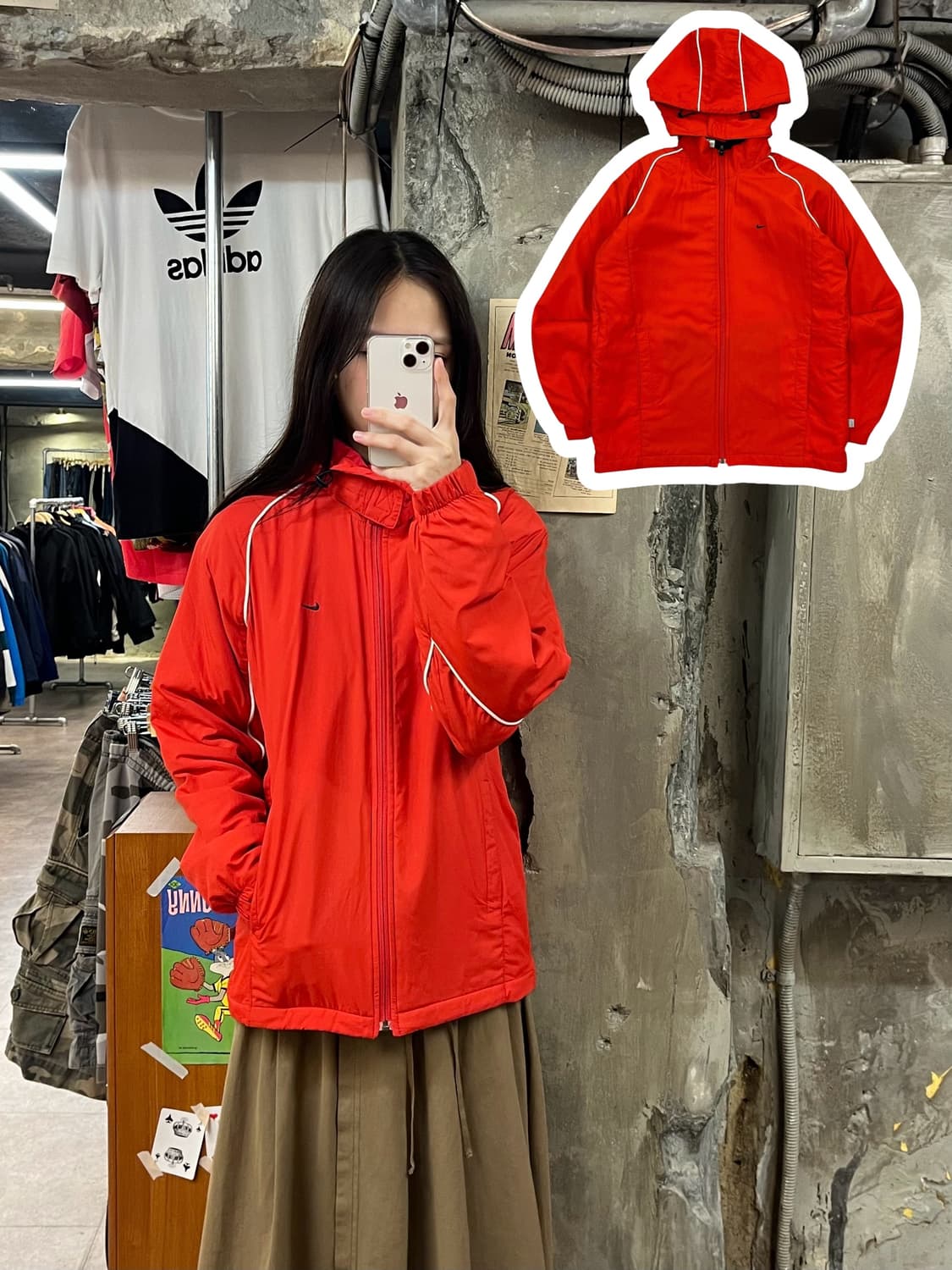 나이키 올드스쿨 스우시 후드 점퍼 레드 L #csz1088 상품이미지1