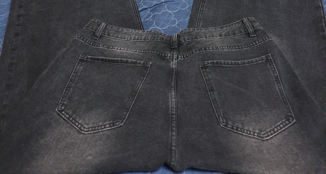 와이드 워싱 데님팬츠 흑청 (36) 상품이미지2