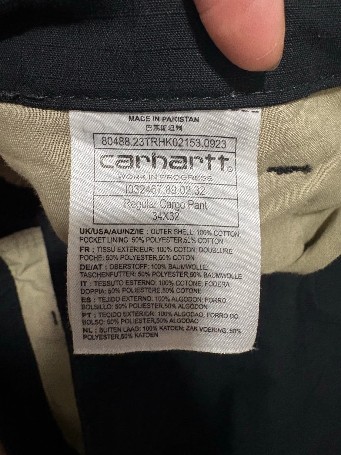 칼하트 카고바지 블랙 34x32 상품이미지3