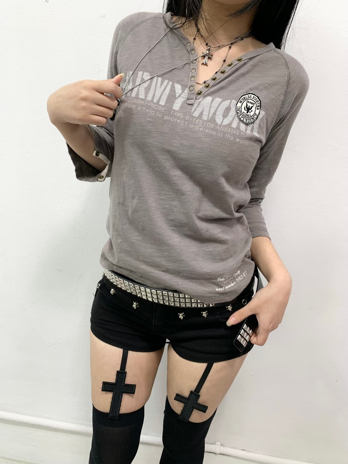 [UNDERWRAPS] 펑크 y2k 7부 롱슬리브 상품이미지2