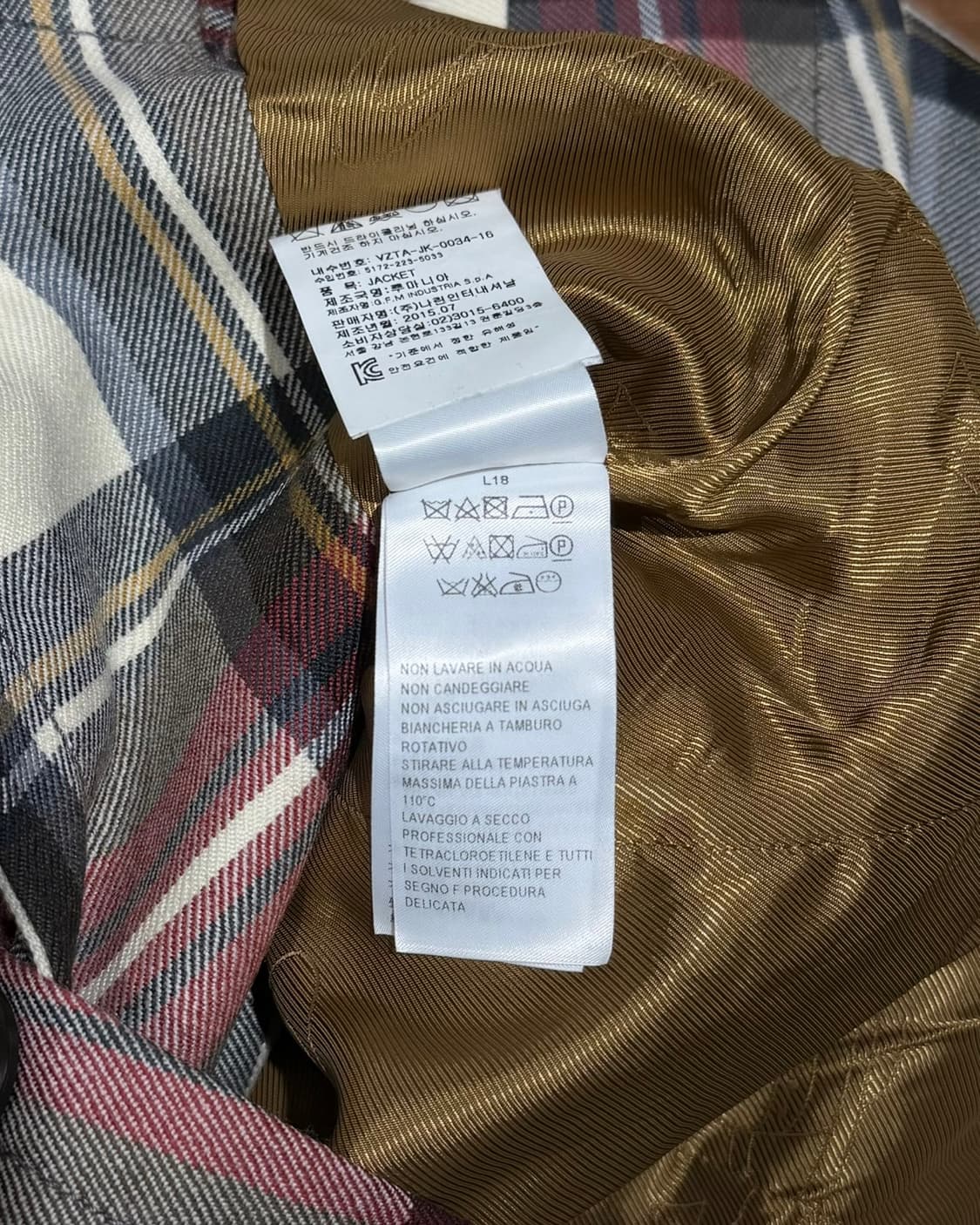 비비안웨스트우드 아이보리 레드 타탄체크 1B 울 자켓 상품이미지9