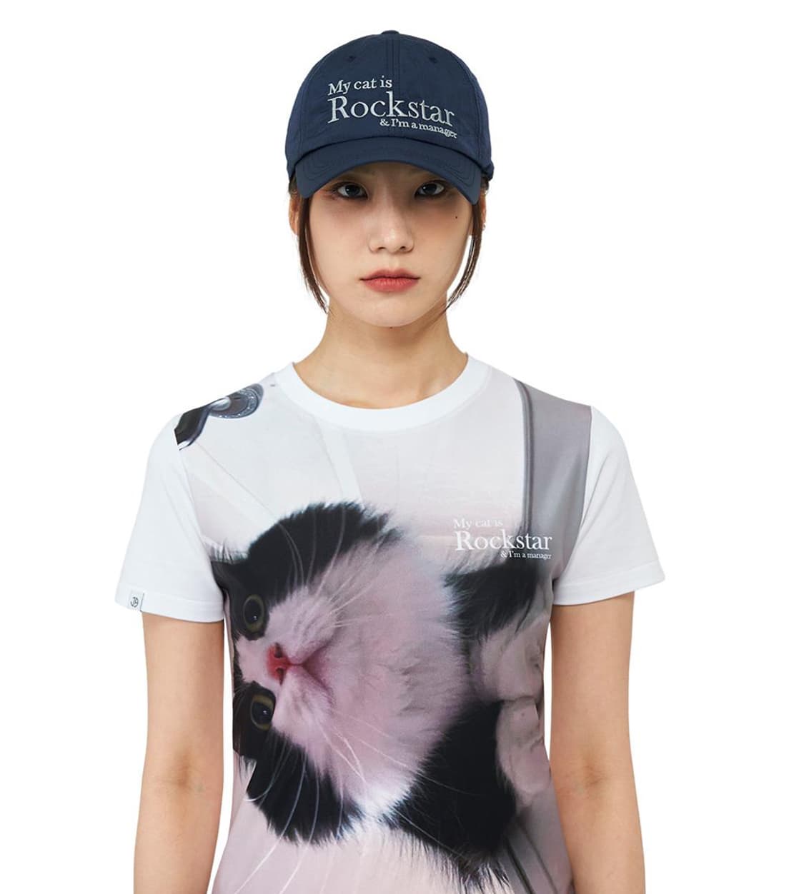 joegush Rockstar cat Nylon cap (Navy) 상품이미지1