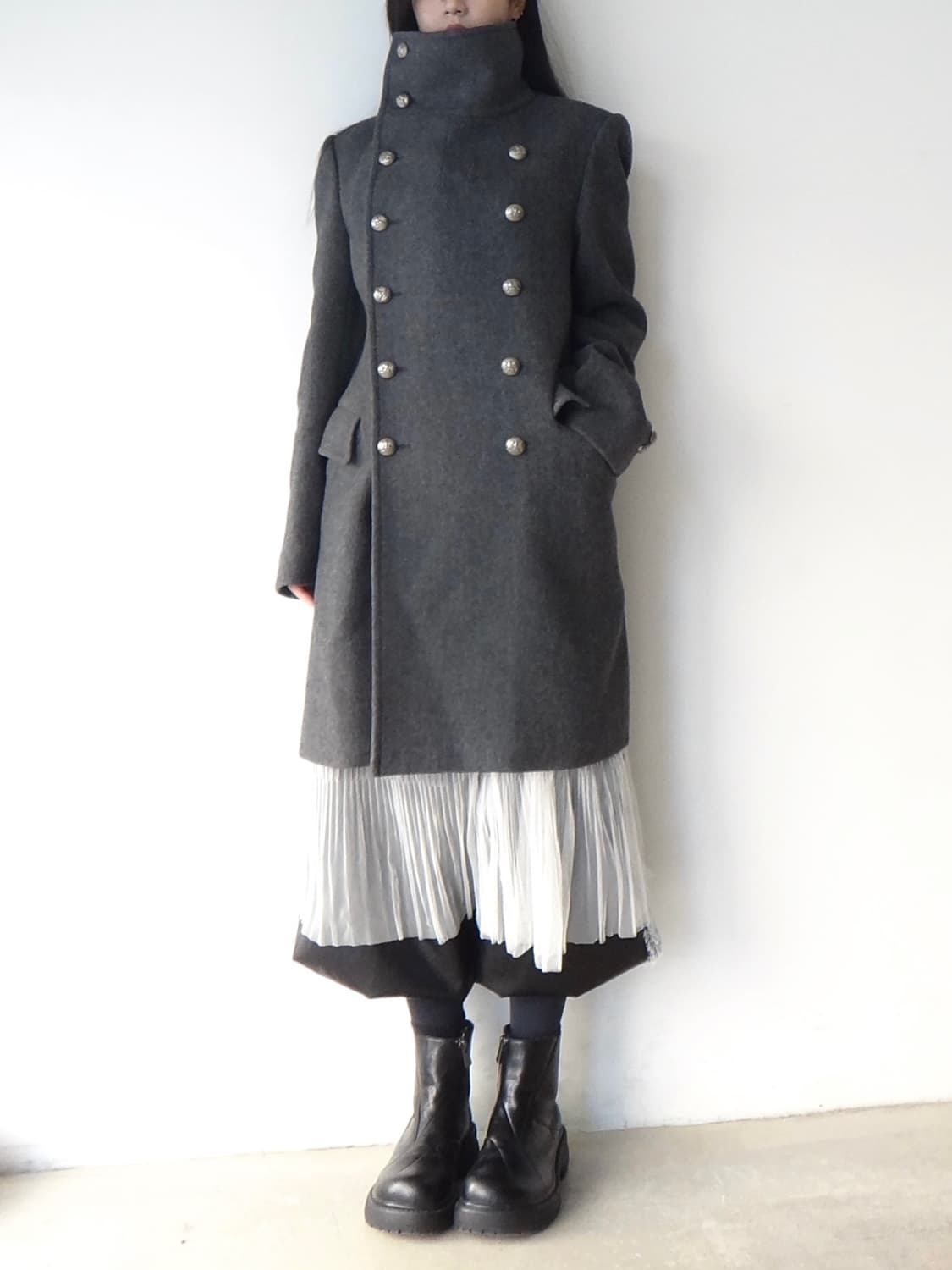 SYSTEM double high neck coat / grey 상품이미지10