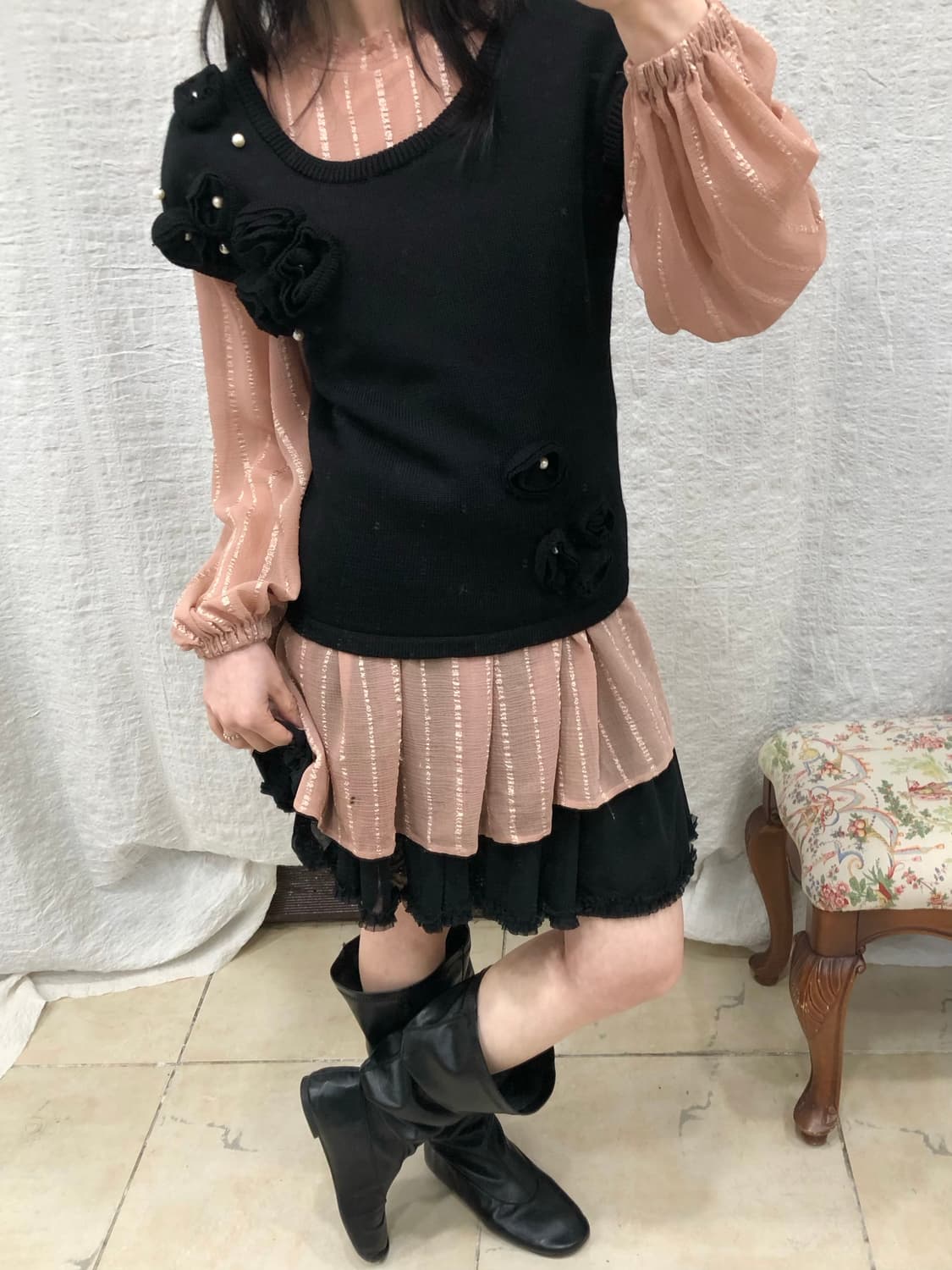 perl rose knit vest 상품이미지2