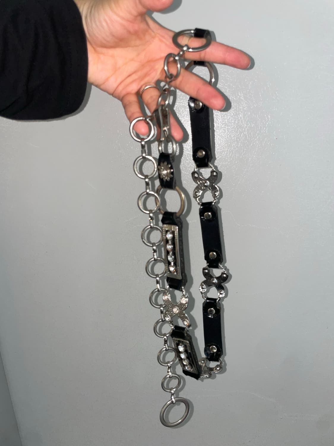 큐빅 레더 체인 벨트 상품이미지2