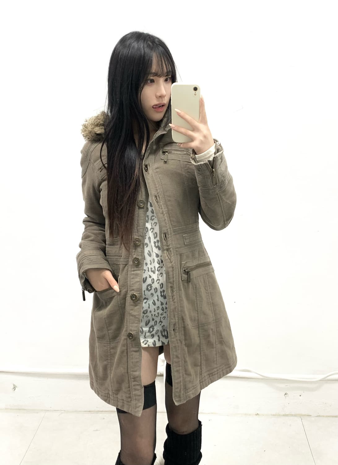 [ARMAR FEANS] 울프죠 y2k 베이지카키 야상 상품이미지2