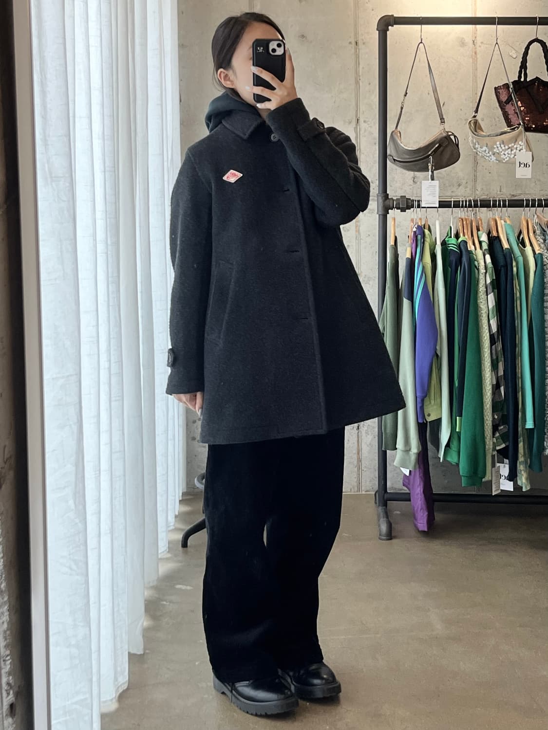 단톤 미디 울 코트 다크 그레이 상품이미지2