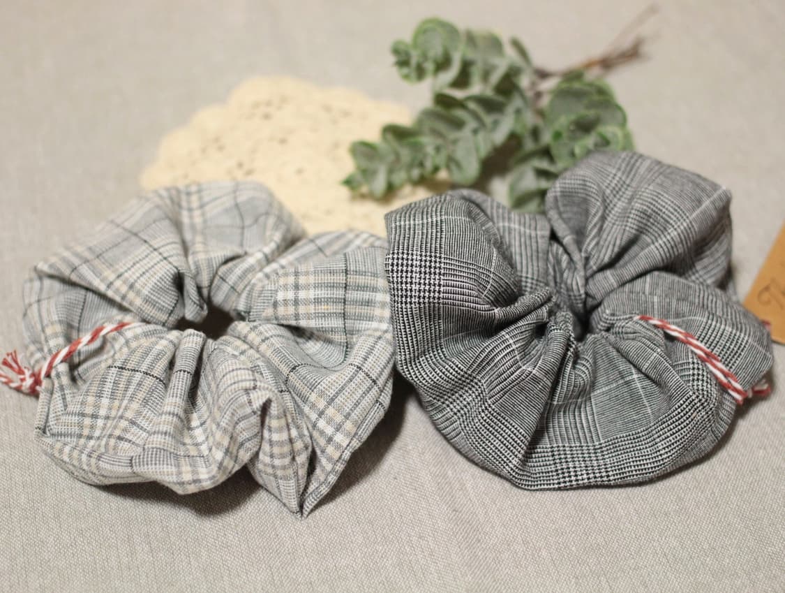 핸드메이드 체크 스크런치 3개세트 상품이미지2