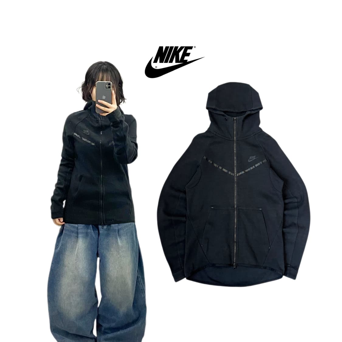 나이키 센트럴씨 드릴 테크팩 테크플리스 후드집업 블랙  [Price] 4 상품이미지1