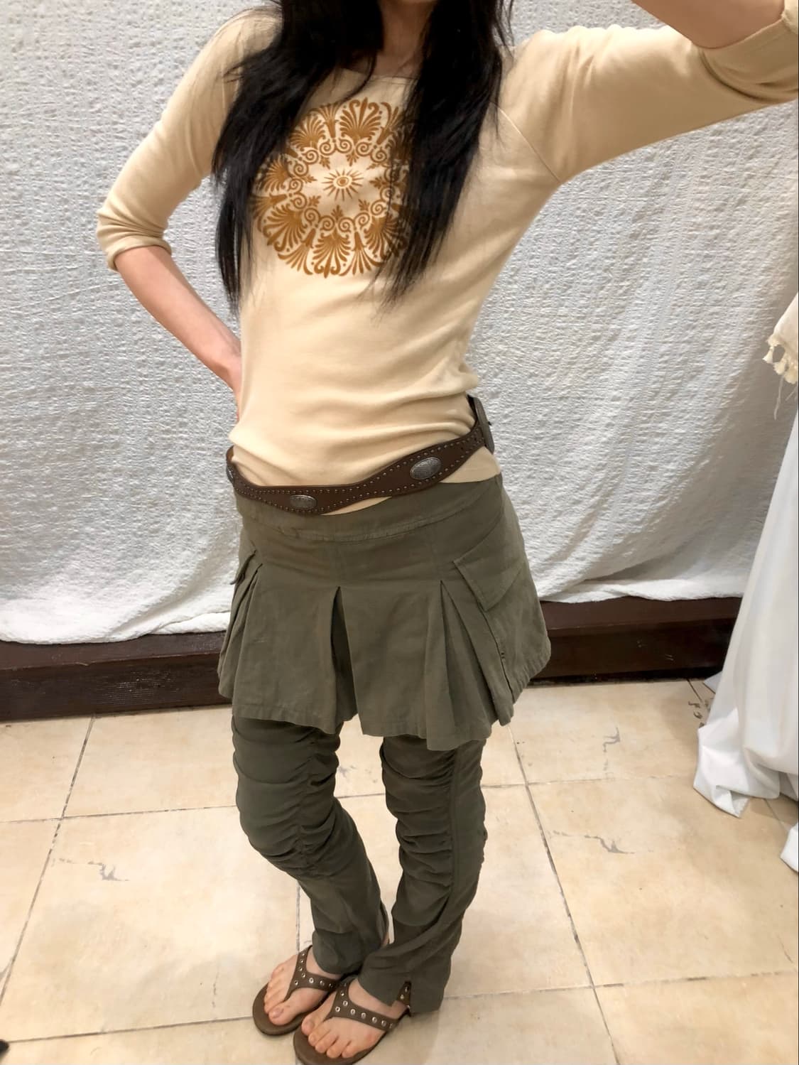 khaki mini skirt pants 상품이미지6