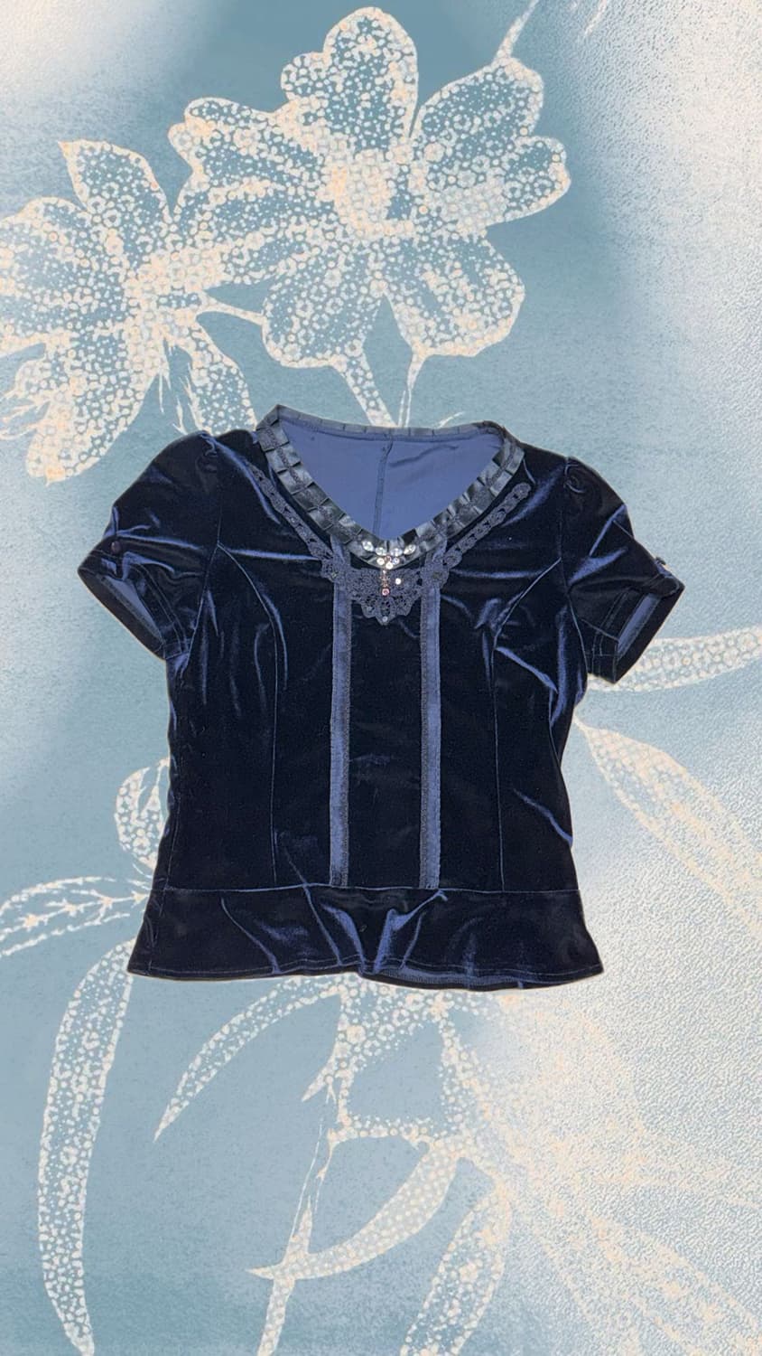 페어리 벨벳 반팔 블라우스  상품이미지1