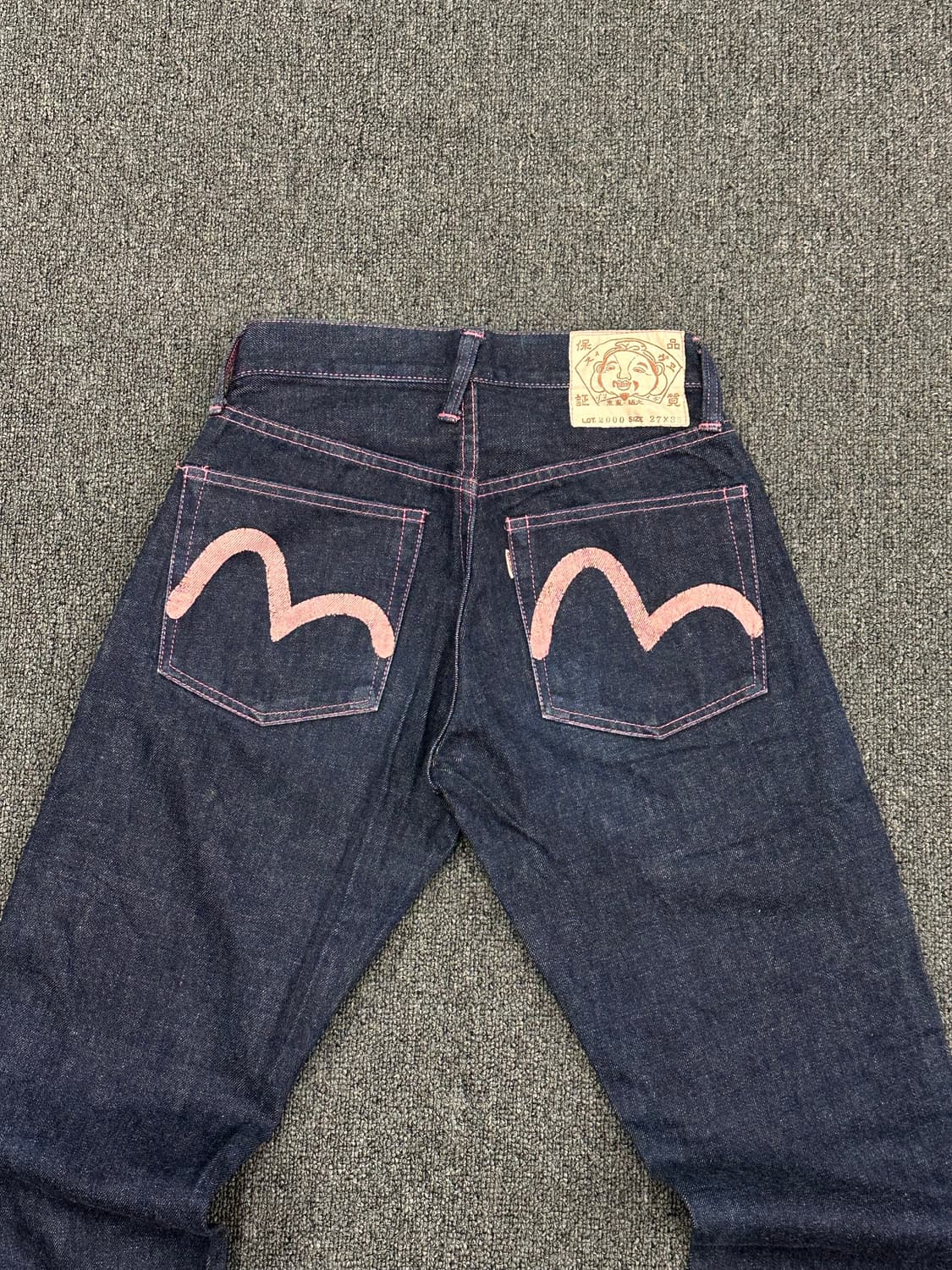 27)에비수 빈티지 포켓 프린팅 핑크 스티지 데님팬츠 상품이미지3