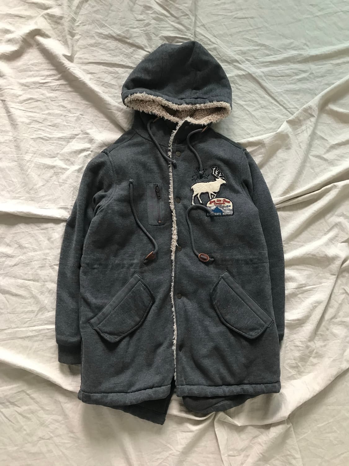 지프 패치 로고 기모 양털 코트 후드집업 상품이미지5