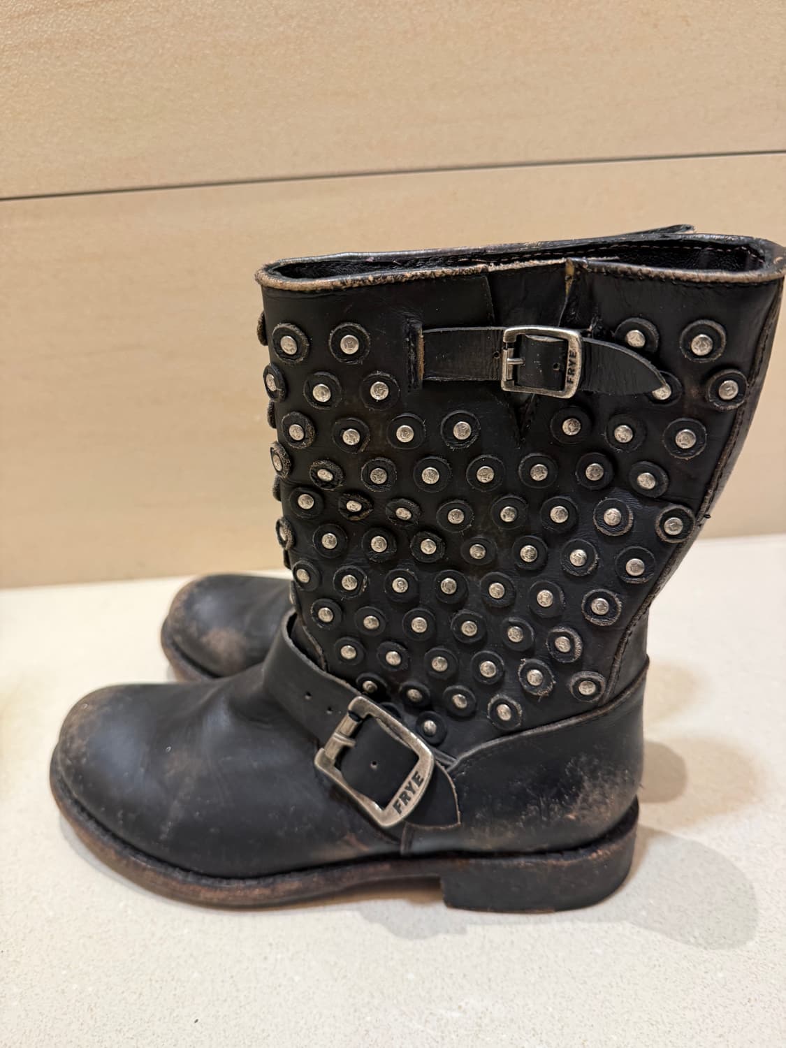 FRYE 프라이 블랙 스터드 부츠 6.5 앵클부츠 바이커 미들부츠 디젤 상품이미지2