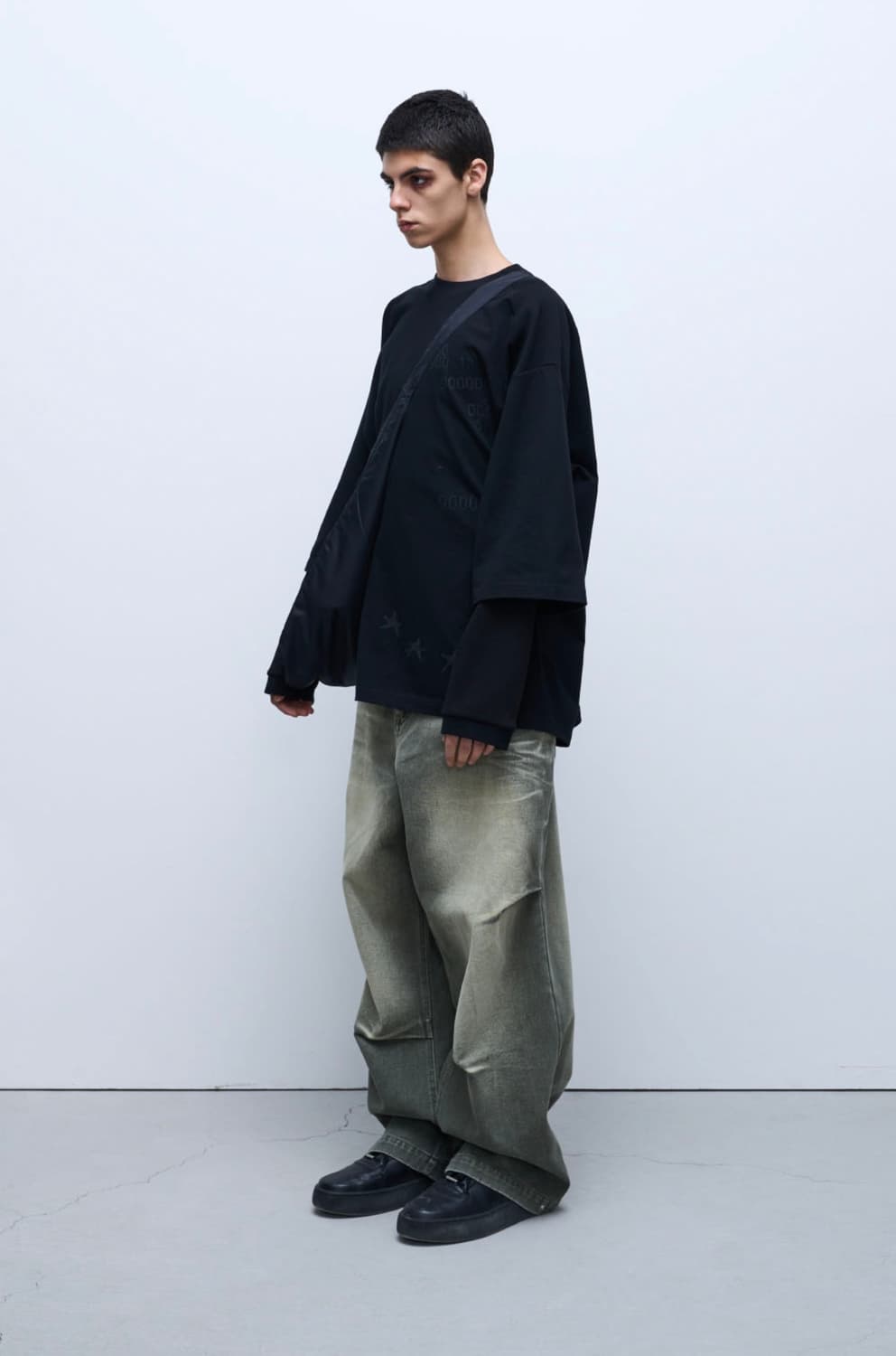 ETCE 이티씨이 넘버 와플 레이어드 롱슬리브 블랙 M 상품이미지5