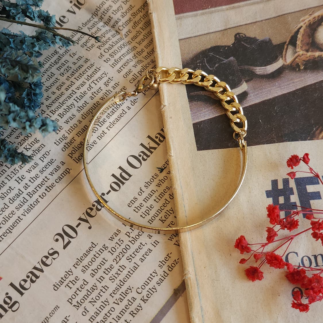 90s 프랑스 빈티지 쥬얼리 듀얼 하모니 체인 팔찌 빈티지 팔찌 상품이미지2