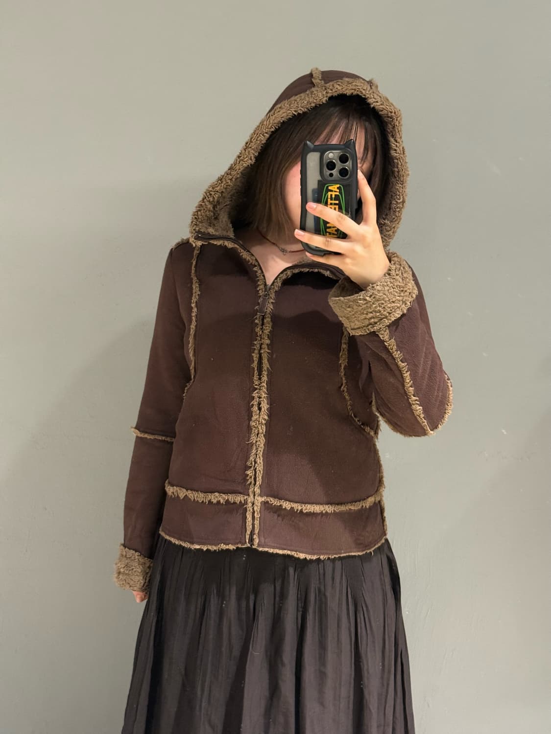 kawaii fur line detail fleece hood jk 상품이미지3