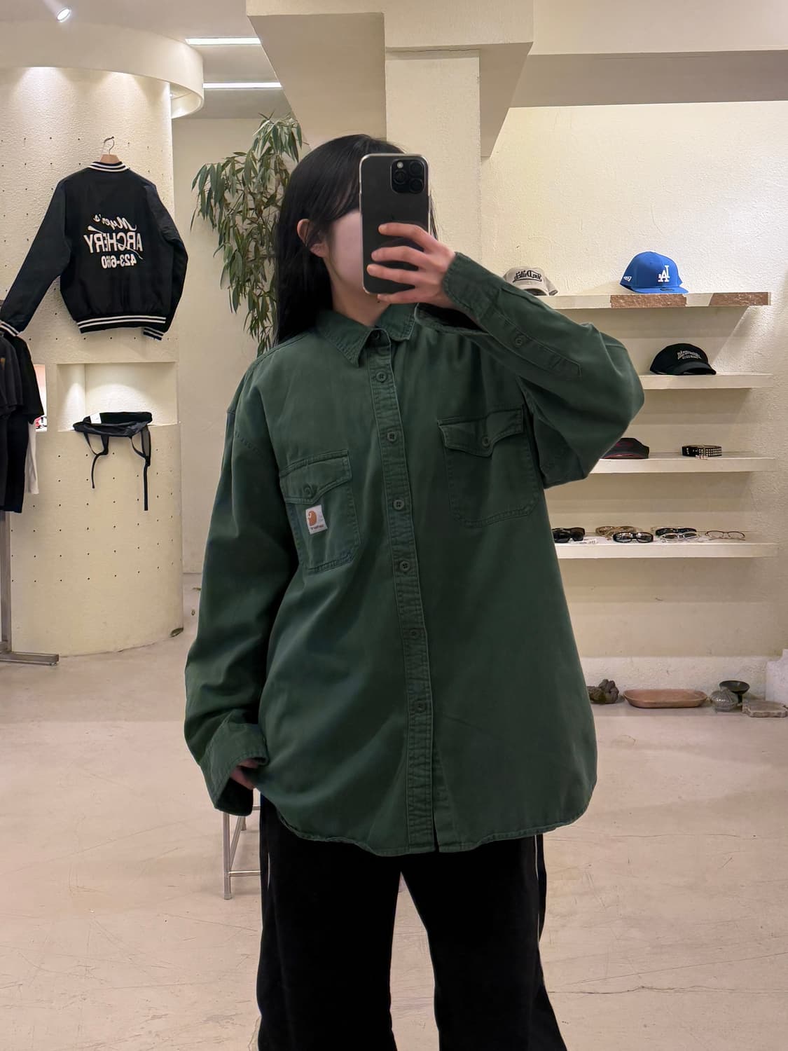 칼하트 그린 투포켓 워크 셔츠 U576 상품이미지1