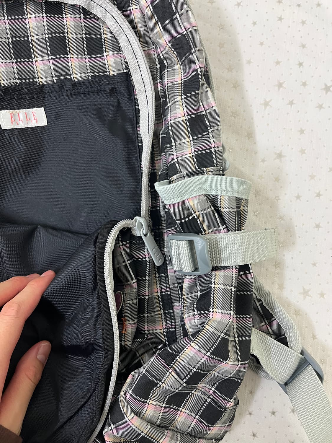 엘르 체크 백팩 🍥 상품이미지5