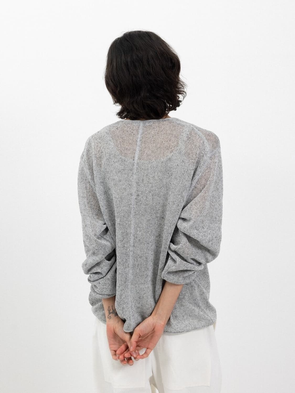 Leau 로우 linen sweatshirt_melange grey 상품이미지7