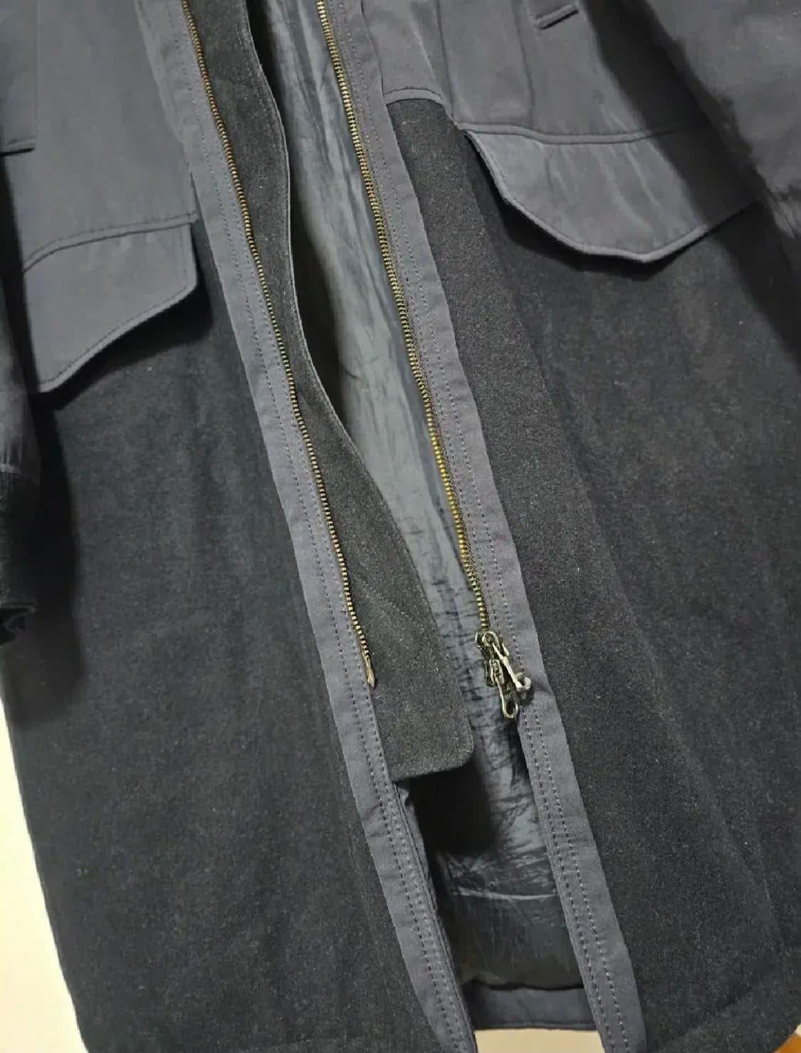 엠비오 천연너구리털 오리솜털 다크네이비 모 롱코트105-180 상품이미지4